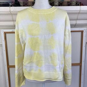 Elizabeth and James cotton sweater chunky boxy yellow& white print